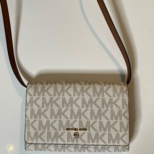 Michael Kors Beige Monogram Crossbody Bag